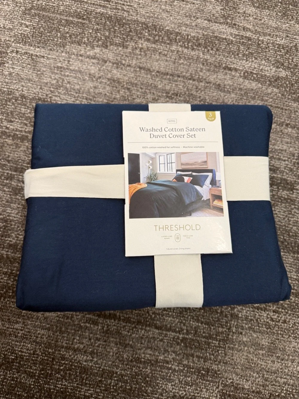 Threshold Navy Washed Cotton Sateen Duvet Cover Set